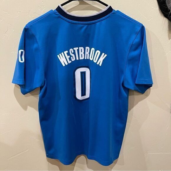 Adidas OKC‎ Thunder Jersey Youth Large Blue Westbrook 0 NBA Basketball - Picture 3 of 5